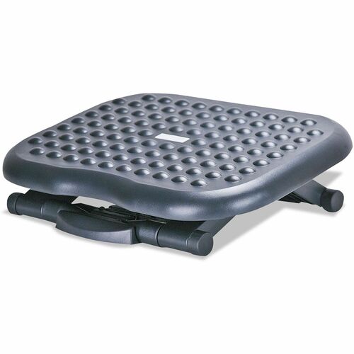 Alera Footrest - 4.50" to 6.75" Adjustable Height - 70° Tilt - Black - Plastic