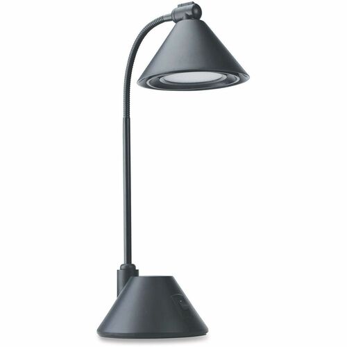 Alera Desk Lamp - 17" Height x 5.4" Width - 3 W LED Bulb - Matte Black - Gooseneck, Adjustable, Adjustable Arm - Desk Mountable, Surface Mount - Black - for Desk