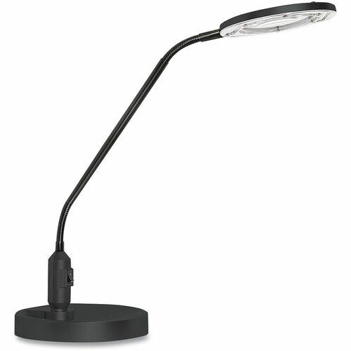 Alera Desk Lamp - 16.8" Height x 6.9" Width - 5 W LED Bulb - Gooseneck, Adjustable Arm, Dust Resistant, Scratch Resistant - Desk Mountable, Surface Mount - Black - for Desk