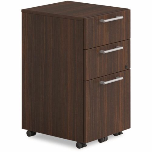 Alera Seville Pedestal - Total Drawer(s): 3 - Drawer Configuration: 1 x File, 2 x BoxLeft/Right Side - Square Edge - Finish: Mahogany - For Desk