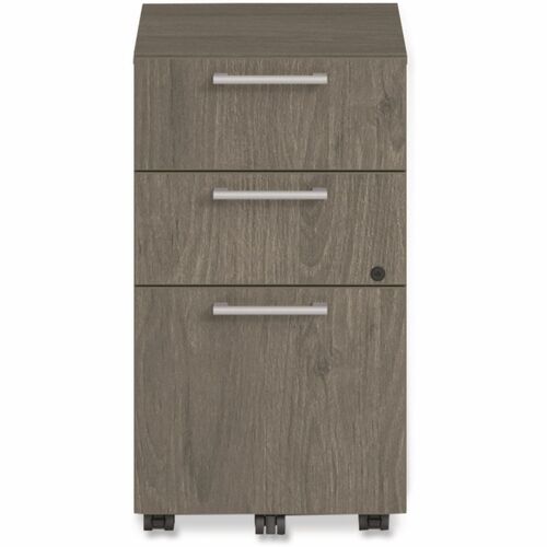 Alera Seville Pedestal - Total Drawer(s): 3 - Drawer Configuration: 1 x File, 2 x BoxLeft/Right Side - Square Edge - Finish: Walnut - For Desk