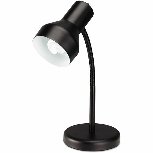 Alera Desk Lamp - 16" Height x 6" Width - 13 W LED, Fluorescent Bulb - Matte Black - Gooseneck, Adjustable Arm, Adjustable, Durable, Scratch Resistant - Black - for Desk