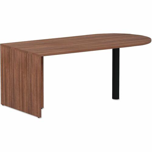 Alera Valencia Series D-Top Desk, 71" x 29.5" x 29.5" , Modern Walnut - Curved - Finish: Modern Walnut - Edge Banding, Leveling Glide