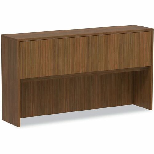 Alera Valencia Hutch - 4 Door(s) - 2 Shelve(s) - Material: Wood Grain Laminate - Finish: Modern Walnut - Edge Banding, Scratch Resistant, Stain Resistant, Water Resistant - For Office