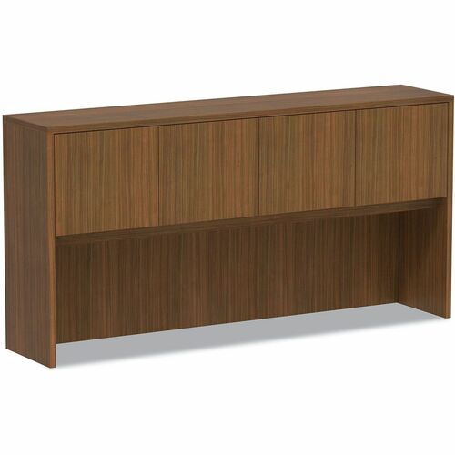 Alera Valencia Hutch - 4 Door(s) - Material: Wood Grain Laminate - Finish: Modern Walnut - Edge Banding, Scratch Resistant, Stain Resistant, Water Resistant - For Office