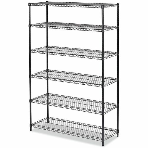 Alera Organizer Shelf - 6 Shelf(ves) - 72" Height x 48" Width x 18" Depth - Caster, Lockable Casters, Leveling Glide, Mobility, Welded - Black Anthracite - Steel