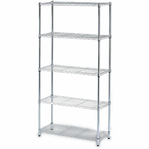 Alera Organizer Shelf - 5 Shelf(ves) - 72" Height x 36" Width x 14" Depth - Light Duty, Welded, Durable - Silver - Steel
