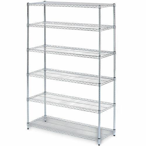 Alera Organizer Shelf - 6 Shelf(ves) - 72" Height x 48" Width x 18" Depth - Caster, Lockable Casters, Leveling Glide, Mobility, Welded - Silver - Steel