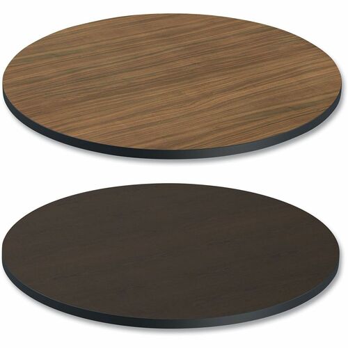 Alera Reversible Laminate Table Top, Round, 35.5" Diameter, Espresso/Walnut - Espresso Round, Walnut Top - 1" Table Top Thickness - Training - Assembly Required - Laminate, Wood Grain Top Material
