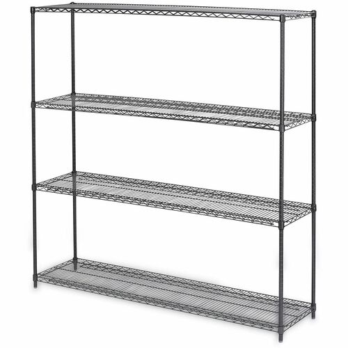 Alera Organizer Shelf - 4 Shelf(ves) - 4 Tier(s) - 72" Height x 72" Width x 18" Depth - Corrosion Resistant, Heavy Duty, Leveling Glide - Black Anthracite Plus - Steel