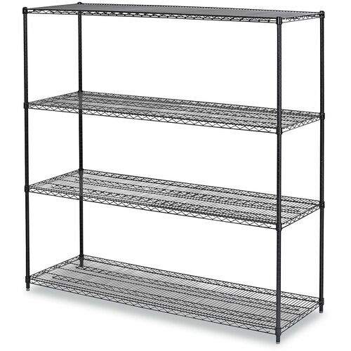 Alera Organizer Shelf - 4 Shelf(ves) - 4 Tier(s) - 72" Height x 72" Width x 24" Depth - Corrosion Resistant, Heavy Duty, Leveling Glide - Black Anthracite Plus - Steel