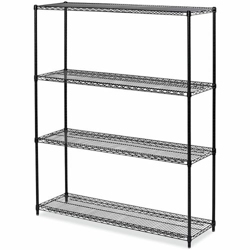 Alera Organizer Shelf - 4 Shelf(ves) - 4 Tier(s) - 72" Height x 60" Width x 18" Depth - Corrosion Resistant, Heavy Duty, Leveling Glide - Black Anthracite Plus - Steel
