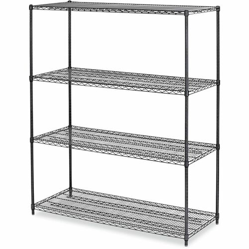 Alera Organizer Shelf - 4 Shelf(ves) - 4 Tier(s) - 72" Height x 60" Width x 24" Depth - Corrosion Resistant, Heavy Duty, Leveling Glide - Black Anthracite Plus - Steel