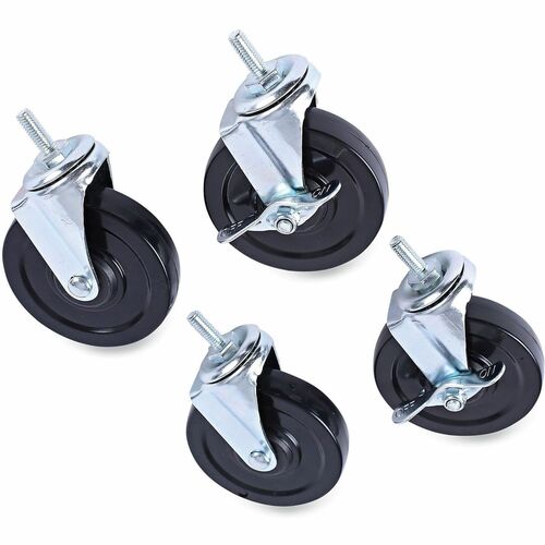 Alera Caster - 4" Diameter - 800 lb Load Capacity - PVC - Black, Silver - 4 / Set