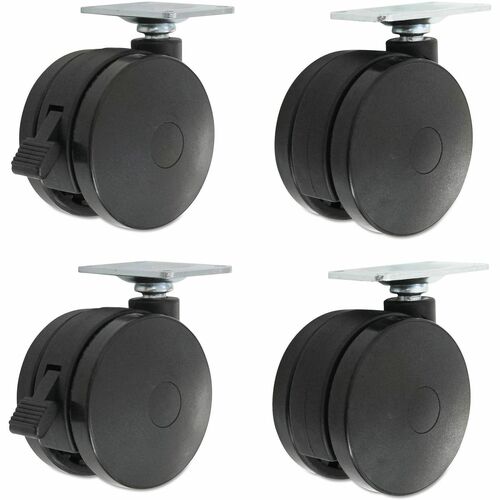 Alera Caster - 2" Diameter - Plastic, Nylon - Black - 4 / Set