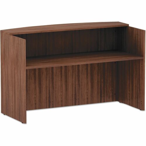 Alera Valencia Reception Desk - Curved - Finish: Modern Walnut - For Reception Area