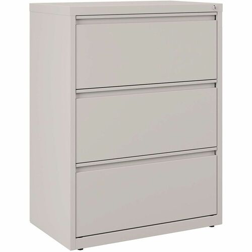 Alera File Cabinet - 30" Width x 18.6" Depth x 40.3" Height - 3 x Drawer(s) for File - 11.25" Drawer Height 26.37" Drawer Width 16" Drawer Depth - Legal, Letter - Lateral - Adjustable Glide, Anti-tip, Glide/Feet Indicator, Leveling Glide - Light Gray