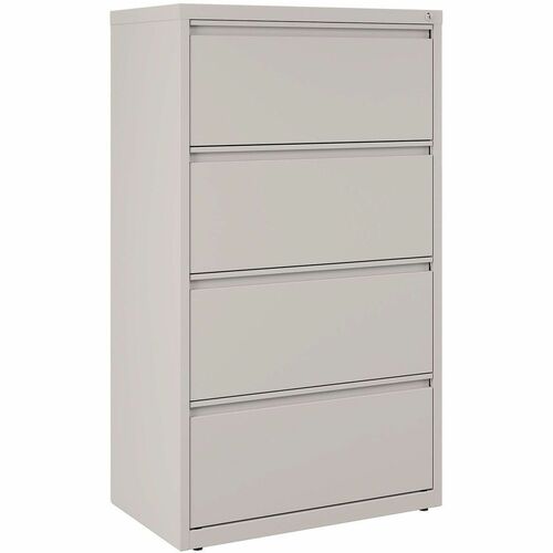 Alera Lateral File, 4 Legal/Letter-Size File Drawers, Light Gray, 30" x 18.62" x 52.5" - 30" Width x 18.6" Depth x 52.5" Height - 4 x Drawer(s) for File - 11.25" Drawer Height 26.37" Drawer Width 16" Drawer Depth - Legal, Letter - Lateral - Adjustable Gli