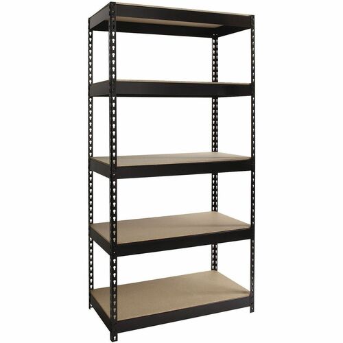 Alera 3800 Storage Rack - 5 Shelf(ves) - Horizontal/Vertical - 72" Height x 36" Width x 18" Depth - Heavy Duty, Rust Resistant, Adjustable Shelf - Powder Coated - Black - Powder Coated Steel, Steel