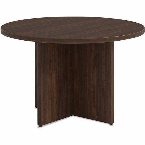 Alera Seville Round Conference Table, Round, 48" Diameter, Mahogany - Round Table Top - Mahogany Table Top - Adjustable Floor-leveling Glide, Edge Banding