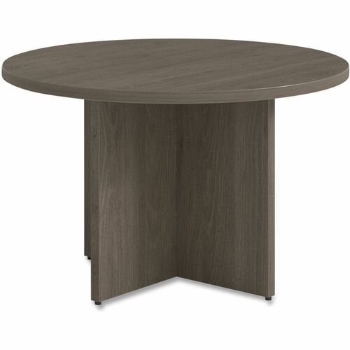 Alera Seville Round Conference Table, Round, 48" Diameter, Walnut - Round Table Top - Finish: Walnut - Walnut Table Top - Adjustable Floor-leveling Glide, Edge Banding