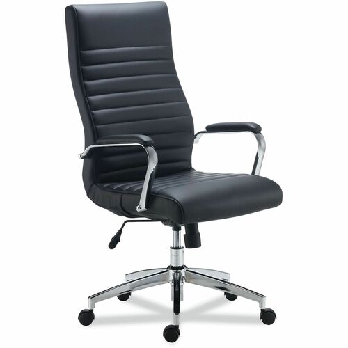 Alera Executive Chair - Black Seat Color - Bonded Leather, Polyurethane Foam Seat Material - Black Back Color - Bonded Leather, Polyurethane Foam Back Material - Chrome Frame Color - Chrome Frame Material - Armrest