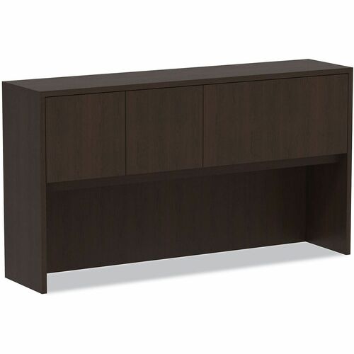 Alera Valencia Hutch - 4 Door(s) - Material: Wood Grain Laminate - Finish: Espresso - Edge Banding, Scratch Resistant, Stain Resistant, Textured, Water Resistant - For Office
