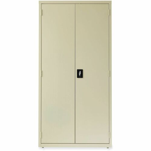 Alera Economy Assembled Storage Cabinets, 5 Shelves, 36" x 18" x 72" , Putty - 36" Width x 18" Depth x 72" Height - 5 x Shelf(ves) - 2 x Door(s) - Glide, Glide/Feet Indicator, Lockable - Putty - Metal, Steel - Recycled - TAA Compliant