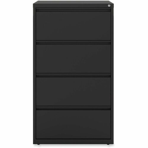 Alera Lateral File, 4 Legal/Letter-Size File Drawers, Black, 30" x 18.63" x 52.5" - 30" Width x 18.6" Depth x 52.5" Height - 4 x Drawer(s) for File - 12.38" Drawer Height 39" Drawer Width 16.50" Drawer Depth - Legal, Letter - Lateral - Adjustable Glide, A