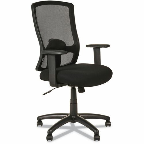 Alera Etros Executive Chair - Black Seat Color - Fabric Seat Material - Black Back Color - Mesh Back Material - Black Frame Color - Nylon Frame Material - High Back - Armrest