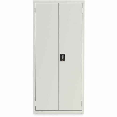 Alera Economy Assembled Storage Cabinets, 4 Shelves, 30" x 15" x 66" , Light Gray - 30" Width x 15" Depth x 66" Height - 4 x Shelf(ves) - 2 x Door(s) - Glide, Glide/Feet Indicator, Lockable - Light Gray - Metal, Steel - Recycled - TAA Compliant
