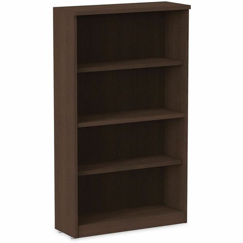 Alera Valencia Series Bookcase, Four-Shelf, 31.75w x 14d x 54.88h, Espresso - 4 Shelve(s) - Material: Wood Grain Laminate - Finish: Espresso - Edge Banding, Textured
