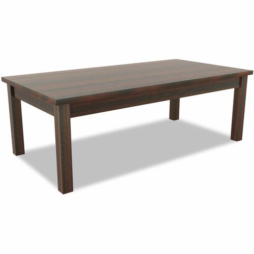 Alera Valencia Series Occasional Table, Rectangle, 47.25w x 19.13d x 16.38h, Mahogany - Rectangular Table Top - Mahogany Table Top - Edge Banding, Square Leg