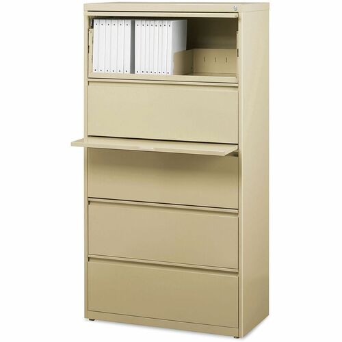 Alera File Cabinet - 30" Width x 18.6" Depth x 67.6" Height - 5 x Drawer(s) for File - 11.25" Drawer Height 26.37" Drawer Width 16" Drawer Depth - A4, Legal, Letter - Lateral - Anti-tip, Counterweight, Glide/Feet Indicator, Leveling Glide - Putty - Recycl