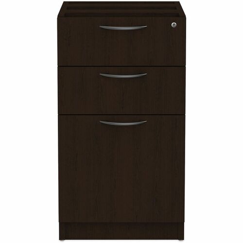 Alera Valencia Pedestal - Total Drawer(s): 3 - Drawer Configuration: 1 x File, 2 x BoxLeft/Right Side - T-mold Edge - Finish: Espresso - For Desk
