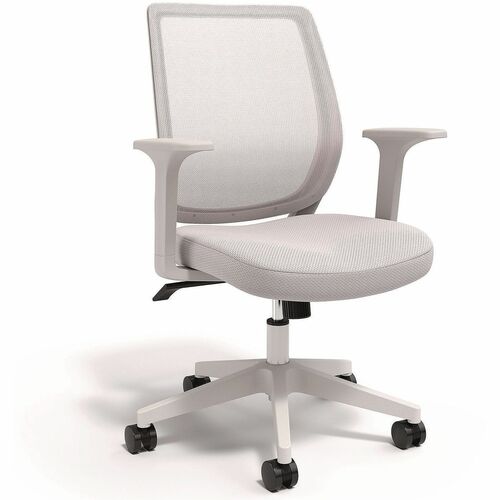Alera Wessex Task Chair - Gray Seat Color - Fabric, Foam Seat Material - Gray Back Color - Mesh Back Material - White Frame Color - Nylon Frame Material - Armrest