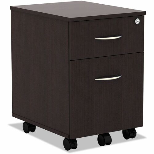 Alera Valencia Pedestal - Total Drawer(s): 2 - Drawer Configuration: 1 x Box, 1 x FileLeft/Right Side - T-mold Edge - Finish: Espresso - For Desk