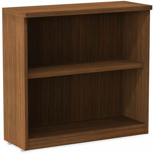 Alera Valencia Series Bookcase,Two-Shelf, 31.75w x 14d x 29.5h, Modern Walnut - 2 Shelve(s) - Material: Wood Grain Laminate - Finish: Modern Walnut - Edge Banding