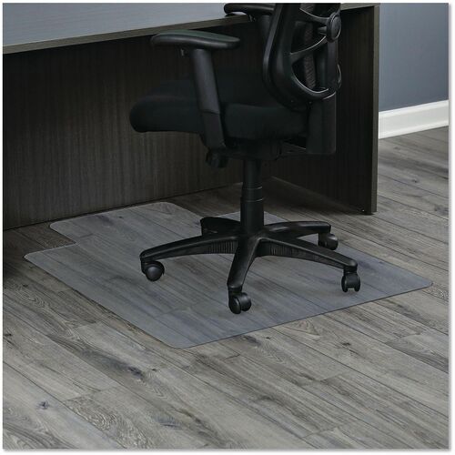Alera Chair Mat - Hard Floor, Chair, Indoor, Wood Floor, Tile Floor, Laminate Floor, Concrete - 48" Length x 36" Width x 0.090" Thickness - Lip Size 19" Length x 10" Width - Rectangular - Plastic, Vinyl - Clear