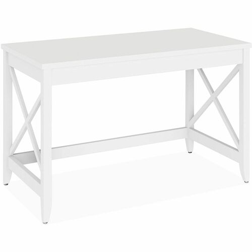 Alera Farmhouse Writing Desk, 47.24" x 23.62" x 29.53" , White - Rectangle Top - White Base - 47.20" Table Top Width x 23.60" Table Top Depth x 9.80" Table Top Thickness - 29.50" Height x 47.20" Width x 23.60" Depth - Assembly Required - Laminate, Wood Gr