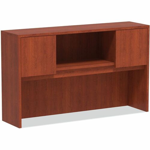Alera Valencia Hutch - 2 Door(s) - Material: Wood Grain Laminate - Finish: Medium Cherry - Edge Banding, Scratch Resistant, Stain Resistant, Water Resistant - For Office