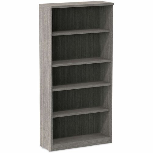 Alera Valencia Series Bookcase, Five-Shelf, 31.75w x 14d x 64.75h, Gray - 5 Shelve(s) - Material: Wood Grain Laminate - Finish: Gray - Edge Banding