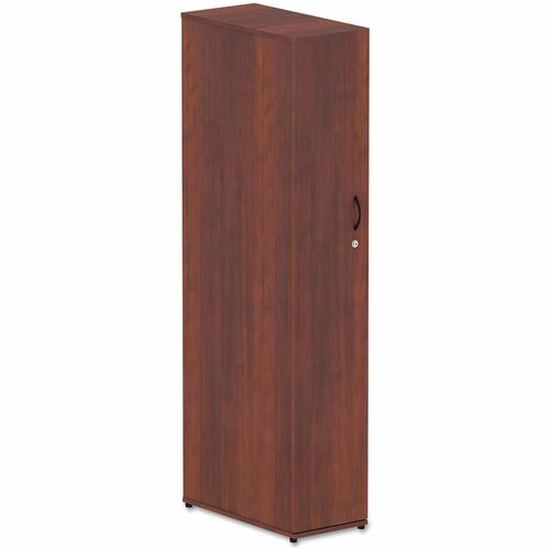 Alera Valencia Series Wardrobe, 11.88w x 22.78d x 65h, Medium Cherry - 1 Door(s) - 1 Shelve(s) - Material: Wood Grain Laminate - Finish: Medium Cherry