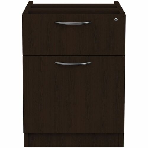 Alera Valencia Pedestal - Total Drawer(s): 2 - Drawer Configuration: 1 x Box, 1 x FileLeft/Right Side - T-mold Edge - Finish: Espresso - For Desk