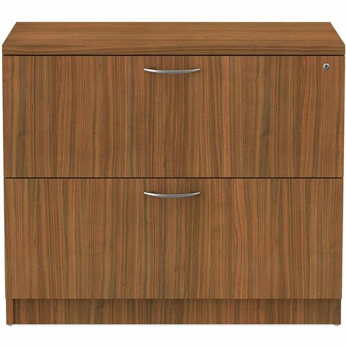 Alera Valencia Lateral File - Total Drawer(s): 2 - Drawer Configuration: 1 x File - T-mold Edge - Finish: Modern Walnut - For Desk