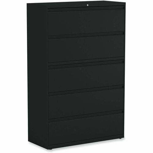 Alera File Cabinet - 42" Width x 18.6" Depth x 67.6" Height - 5 x Drawer(s) for File - A4, A5, Legal, Letter - Lateral - Black - Recycled
