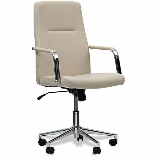 Alera Task Chair - White Seat Color - Bonded Leather, Foam Seat Material - White Back Color - Bonded Leather, Foam Back Material - Chrome Frame Color - Chrome Frame Material - Armrest