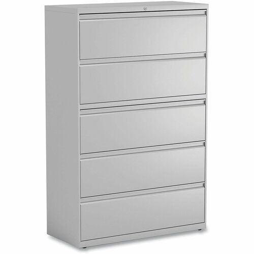Alera File Cabinet - 42" Width x 18.6" Depth x 67.6" Height - 5 x Drawer(s) for File - A4, A5, Legal, Letter - Lateral - Light Gray - Recycled