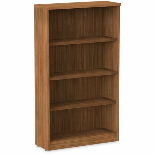 Alera Valencia Series Bookcase, Four-Shelf, 31.75w x 14d x 54.88h, Modern Walnut - 4 Shelve(s) - Material: Wood Grain Laminate - Finish: Modern Walnut - Edge Banding