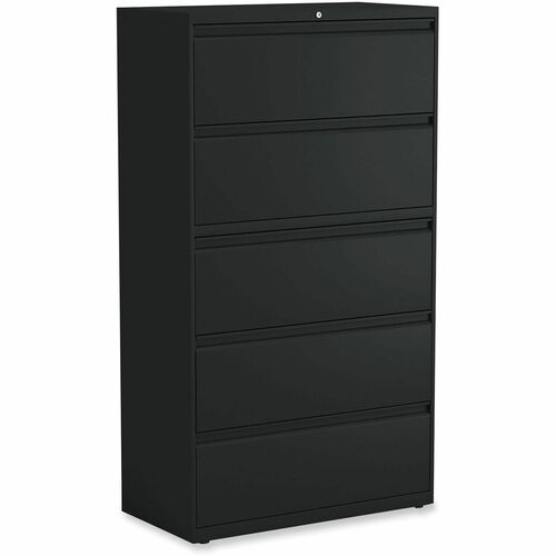 Alera File Cabinet - 36" Width x 18.6" Depth x 67.6" Height - 5 x Drawer(s) for File - A4, A5, Legal, Letter - Lateral - Black - Recycled